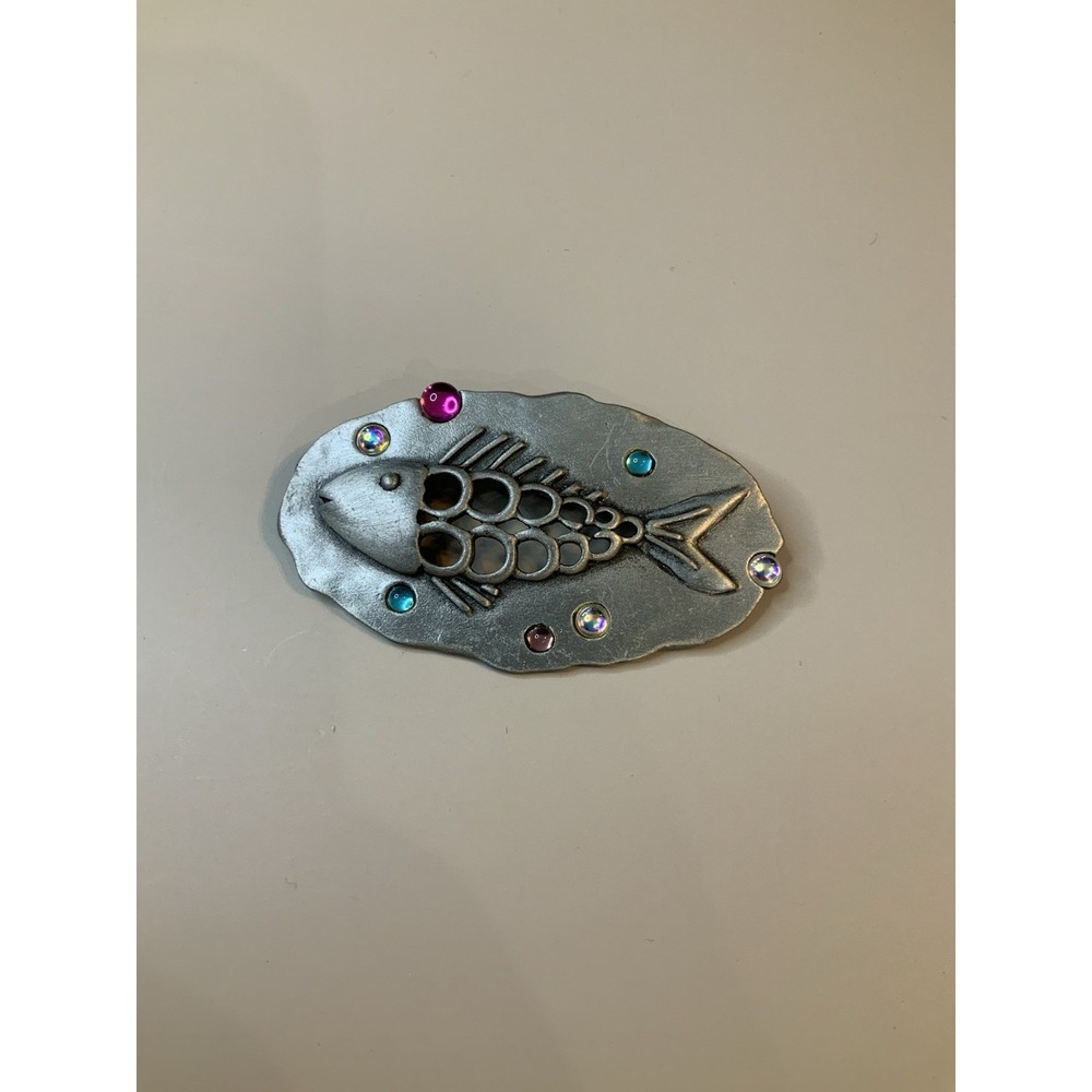 JJ Jonette Fish Brooch With Colorful Bubbles Measurements In Pics